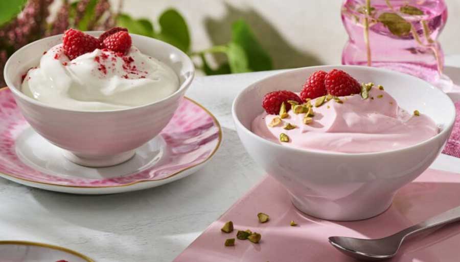 Pink and white yogurt