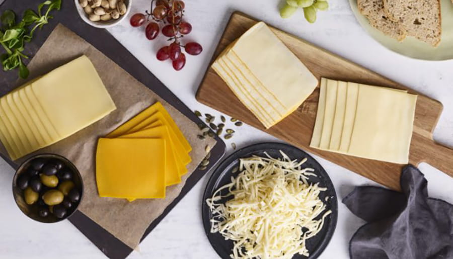 Plates with cheeses